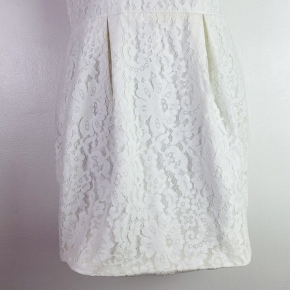 Keepsake Women's High Neck Mini White Lace Sheath Cutout Back Dress Size Large - Picture 3 of 10